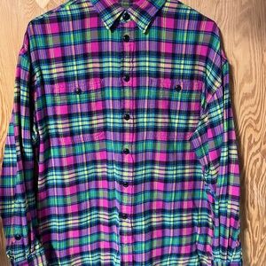 Ralph Lauren Large Long Sleeve Plaid Flannel Button-Up Shirt